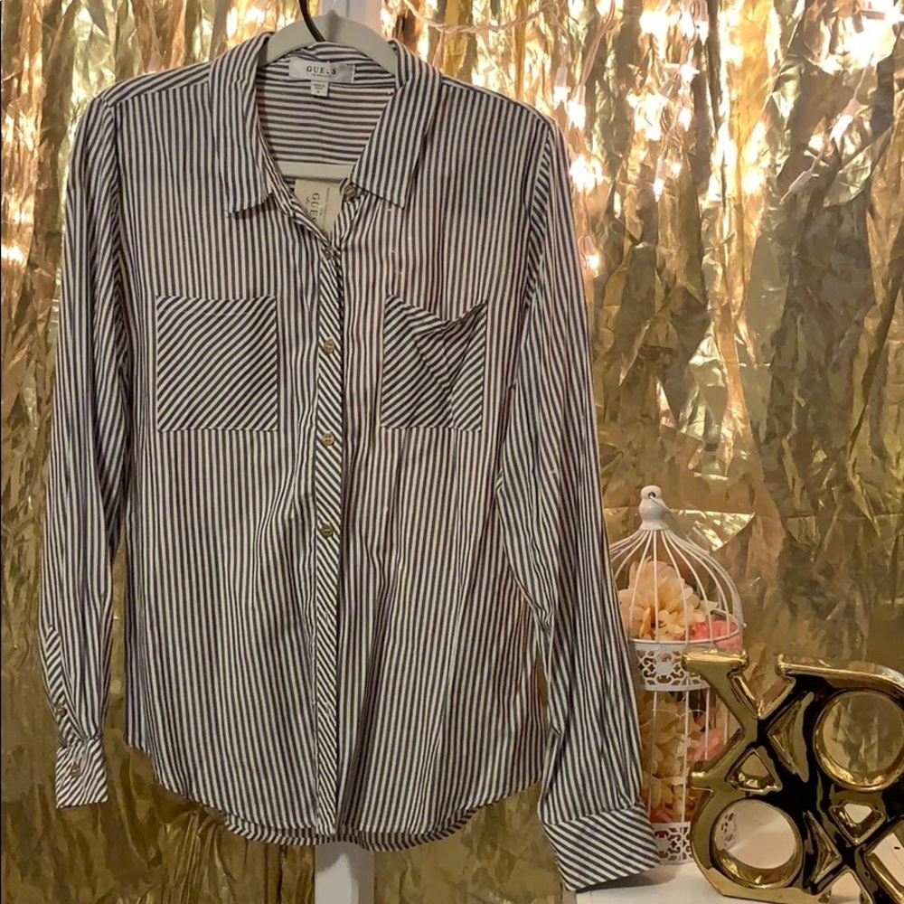 Shirt guess black white stripe